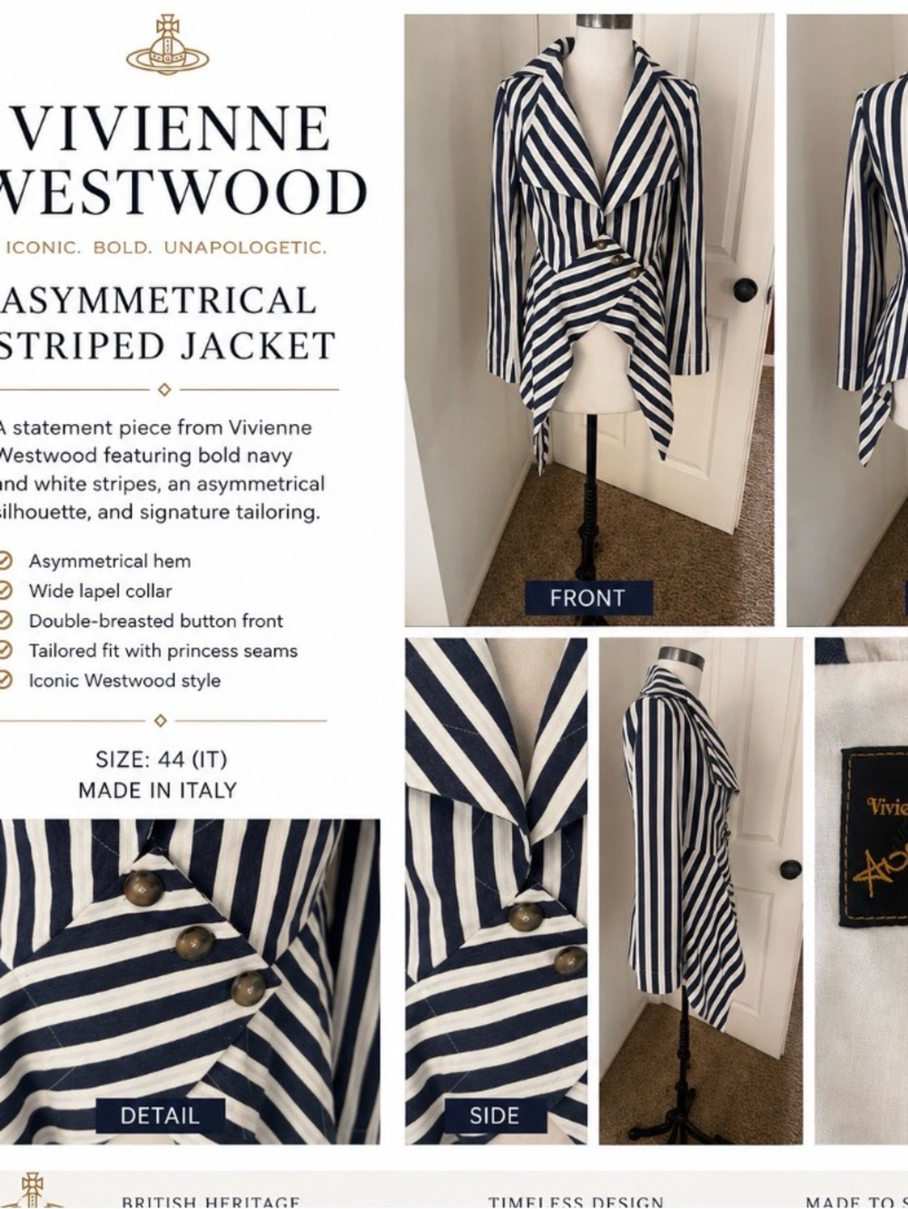 Rare vintage Vivienne Westwood, worn once great condition, navy and white